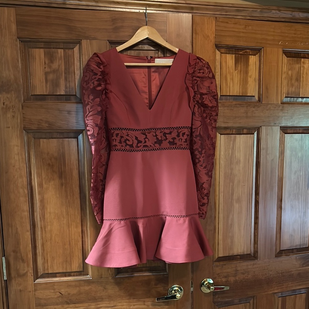 KEEPSAKE the Label Pink Ruched Peplum Cocktail Dress